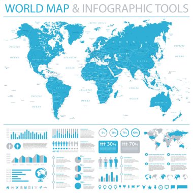 Dünya Haritası ve Infographic öğeleri - vektör çizim