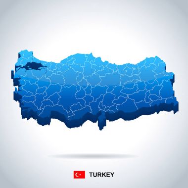 Türkiye - harita ve illüstrasyon bayrak