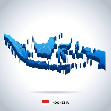 Endonezya - harita ve illüstrasyon bayrak