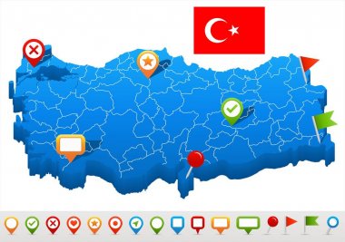 Turkey - map and flag illustration clipart