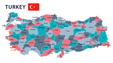Türkiye - harita ve illüstrasyon bayrak
