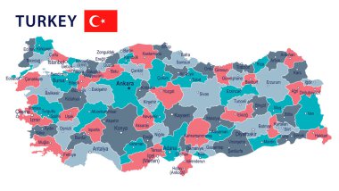 Türkiye - harita ve illüstrasyon bayrak