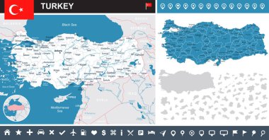 Türkiye - harita ve Infographic resimde bayrak