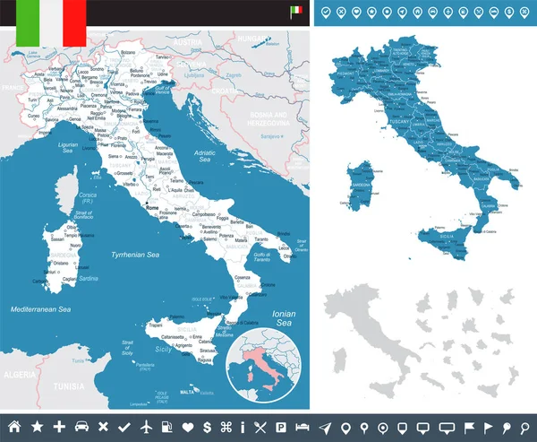 Италия - карта и флаг инфографические иллюстрации — стоковый вектор
