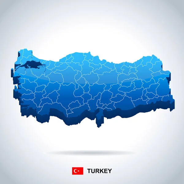 Türkiye - harita ve illüstrasyon bayrak — Stok Vektör