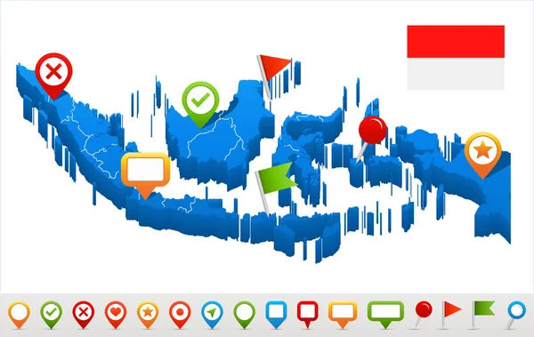 Indonesien - Karten- und Fahnenabbildung — Stockvektor