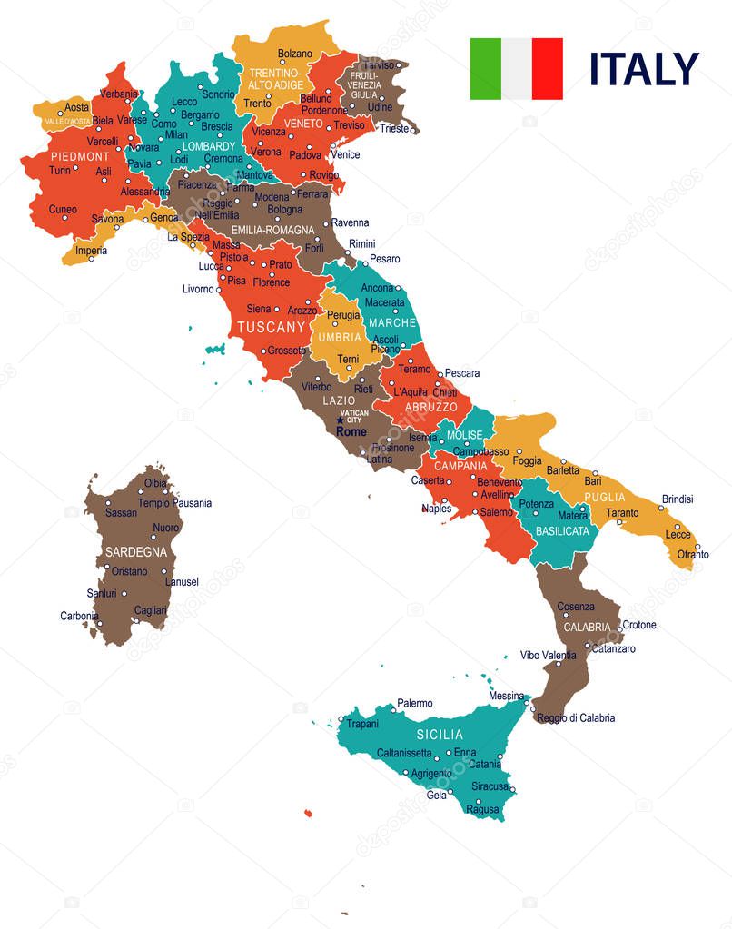Italy - map and flag illustration