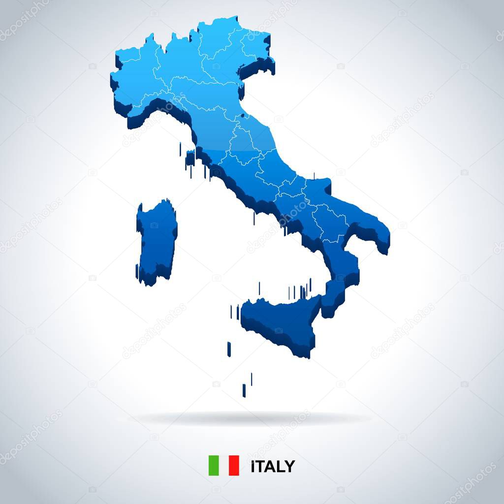 Italy- map and flag illustration