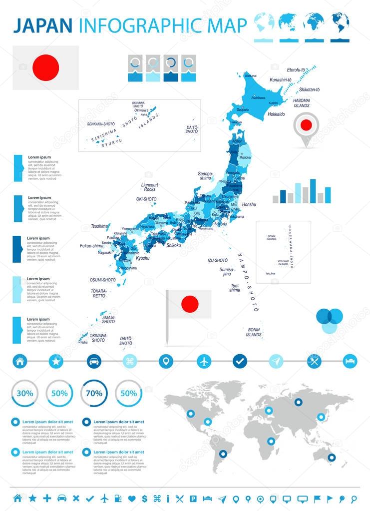 Japan - map and flag infographic illustration
