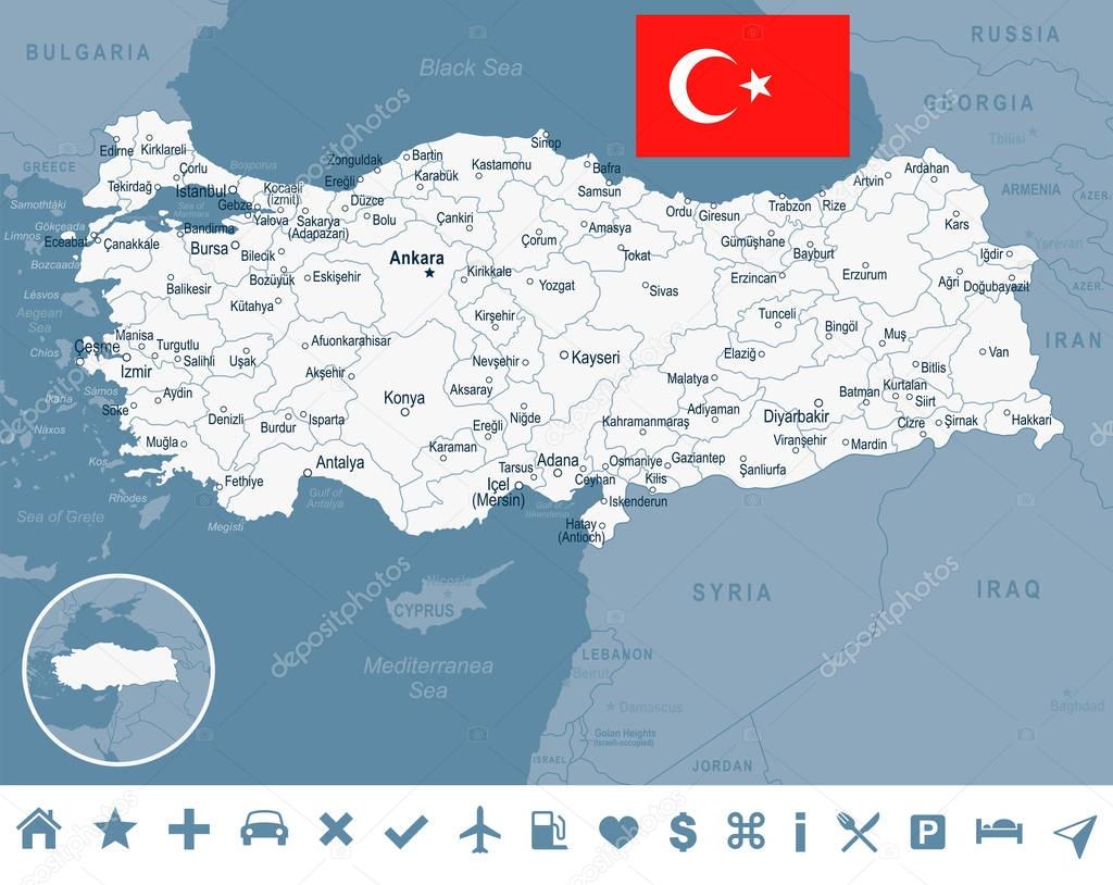 Turkey - map and flag illustration
