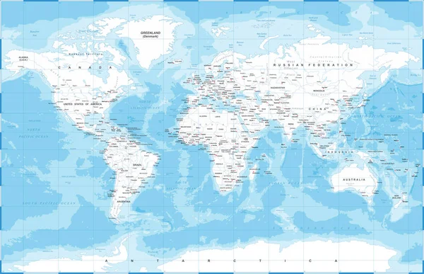 Bílá mapa světa - vektorové ilustrace — Stockový vektor