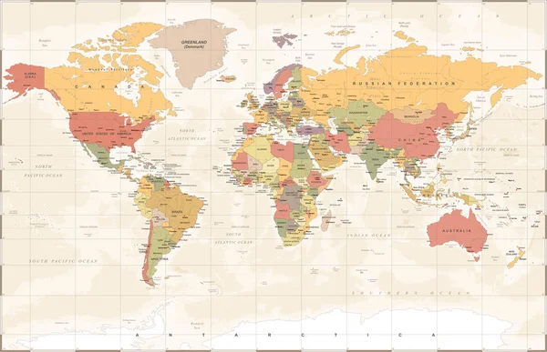 老式的世界地图-矢量图 — 图库矢量图片