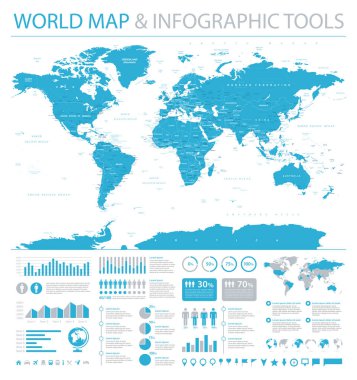 Dünya Haritası ve Infographic öğeleri - vektör çizim