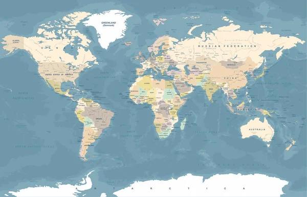 ヴィンテージの世界地図 - ベクトル図 — ストックベクタ