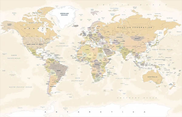 Vintage Svět Mapa - vektorové ilustrace — Stockový vektor