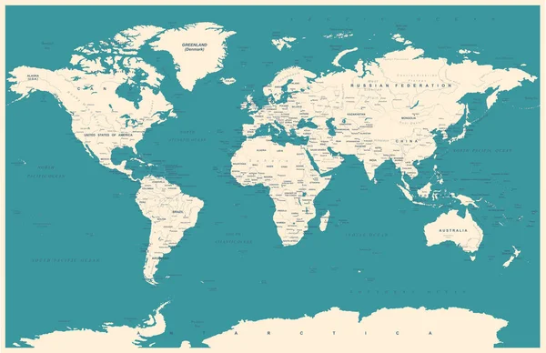 Винтажная карта мира и маркеры - иллюстрация — стоковый вектор
