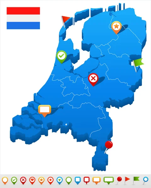 Нидерланды - карта и иллюстрация флага — стоковый вектор