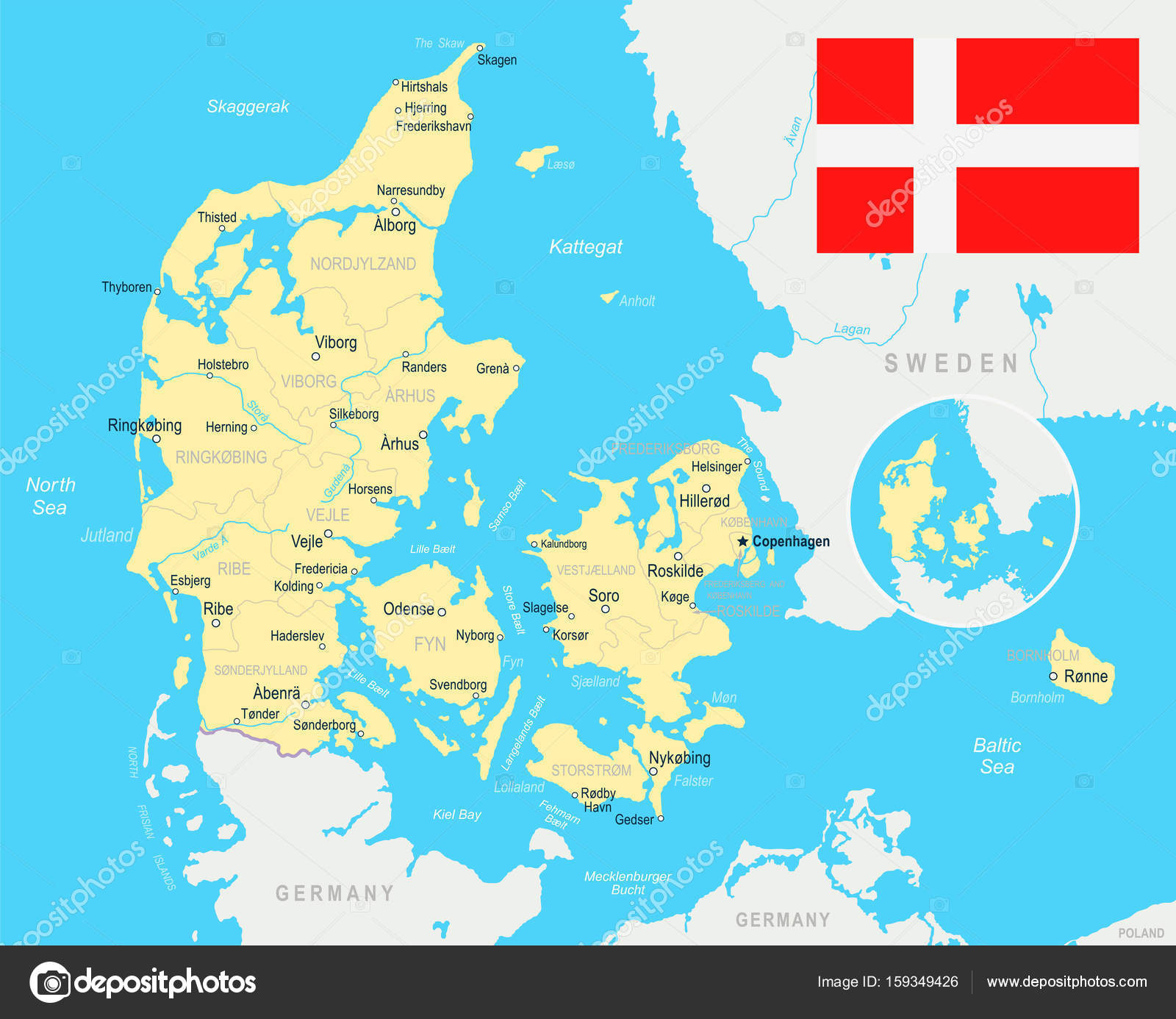 Illustrator map Denmark Admin