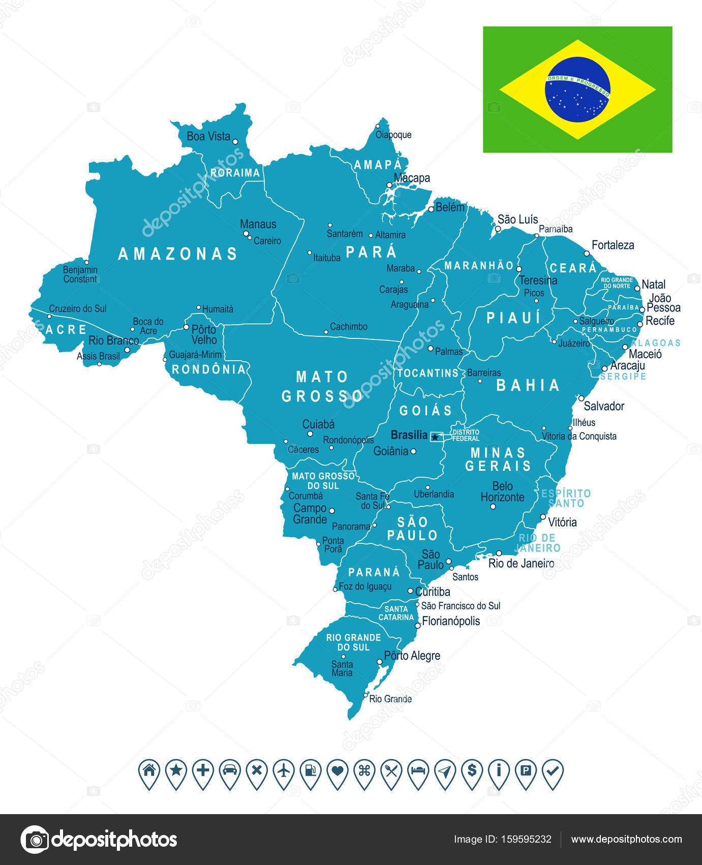 Brazil Map And Flag Illustration Stock Vector Image By C Dikobrazik