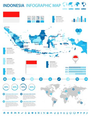 Endonezya - harita ve bayrak - Infographic illüstrasyon