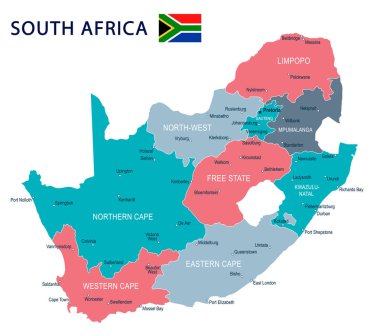 Güney Afrika - harita ve bayrak - illüstrasyon