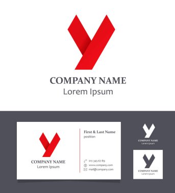 Y harfi - Logo tasarım öğesi iş kartı ile - illüstrasyon