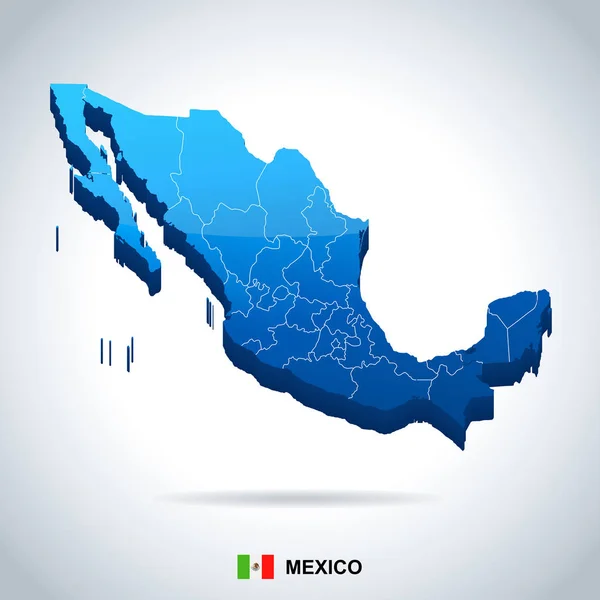 México - mapa e ilustración de la bandera — Archivo Imágenes Vectoriales