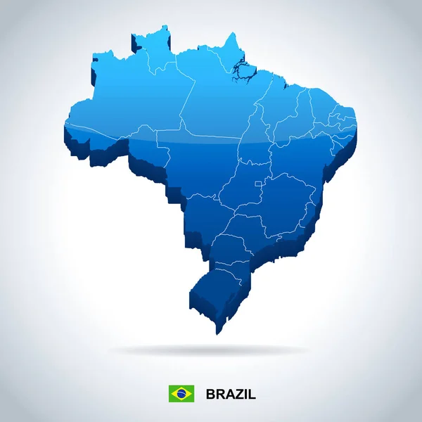 Brasil - ilustración de mapa y bandera — Vector de stock