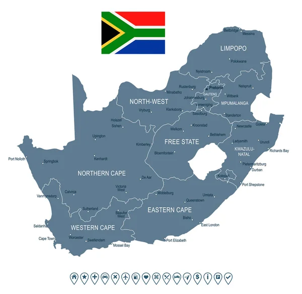 Νότια Αφρική - Χάρτης και σημαία - εικονογράφηση — Διανυσματικό Αρχείο
