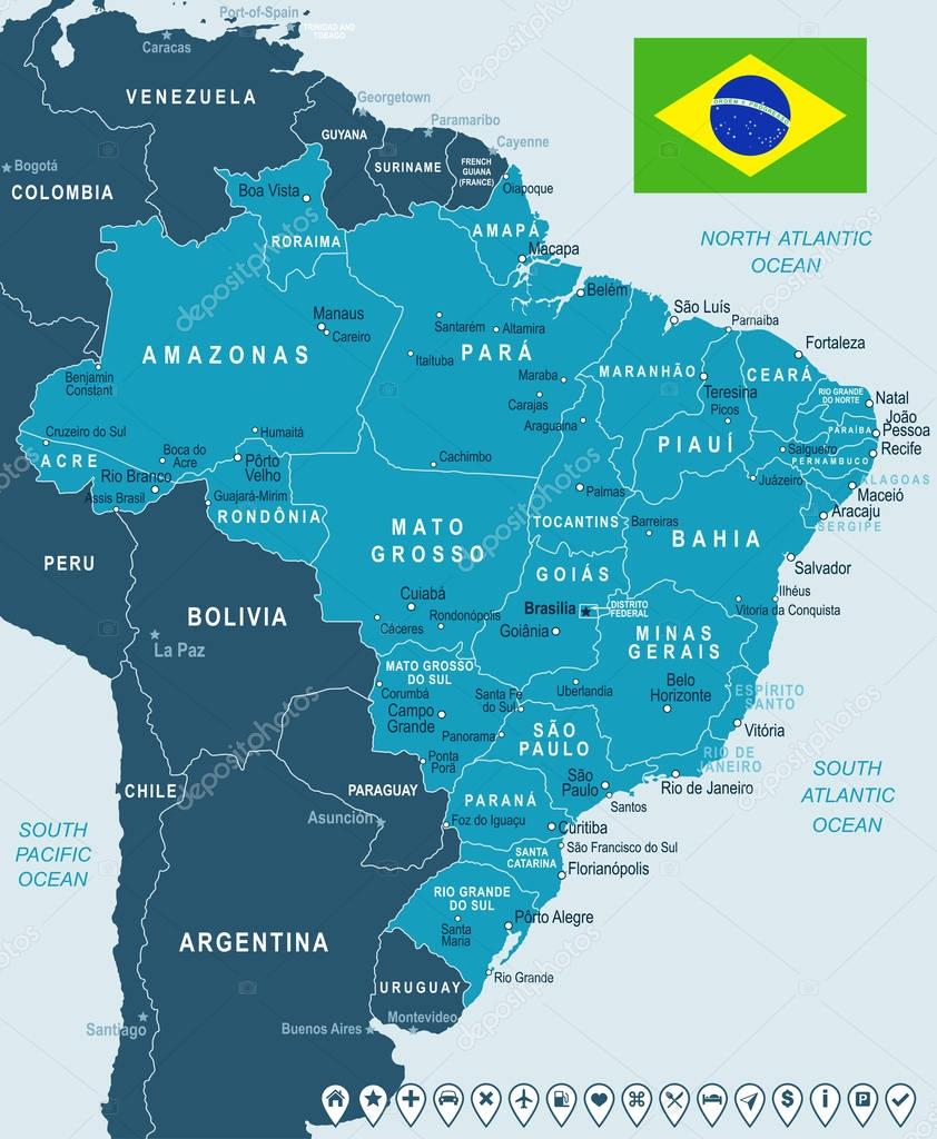 Brazil - map and flag illustration