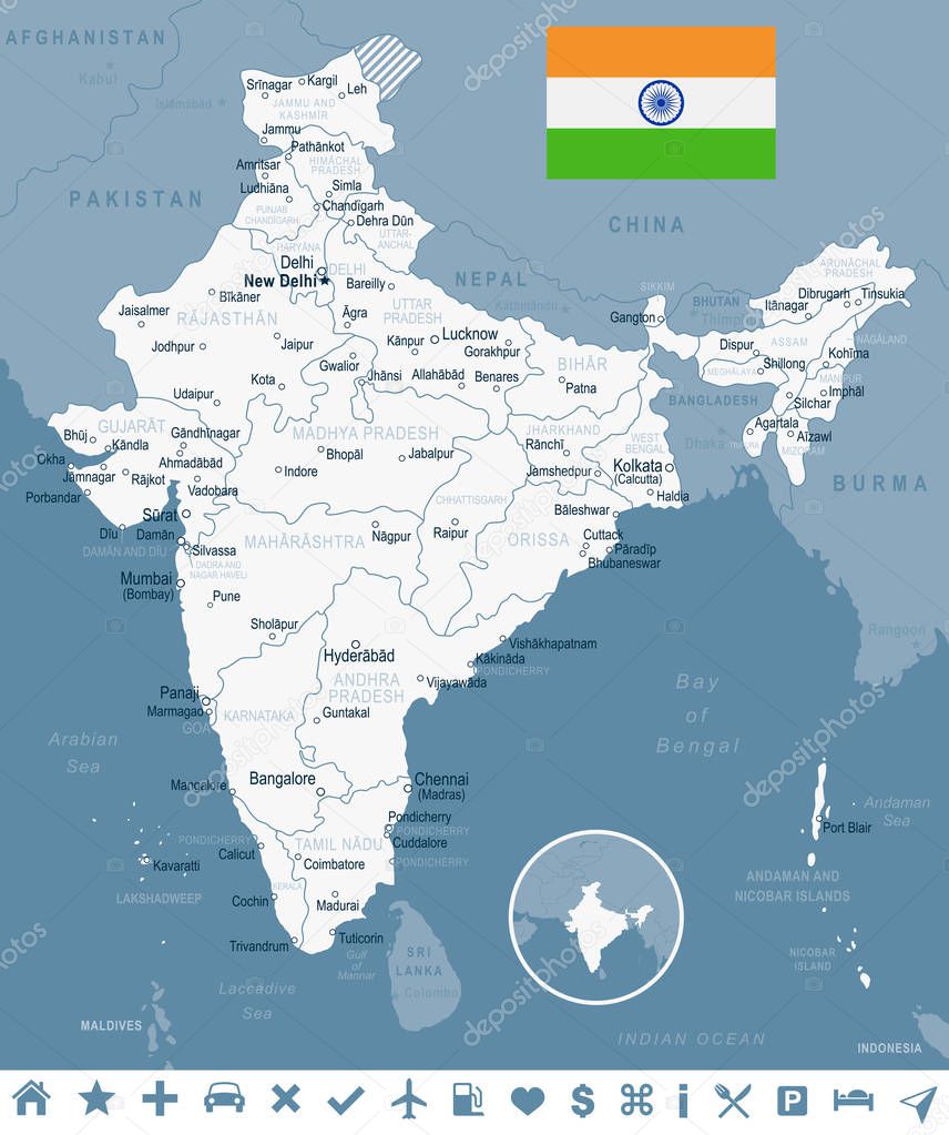 India - map and flag illustration