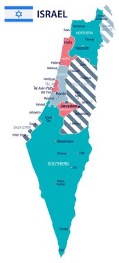 İsrail - harita ve illüstrasyon bayrak