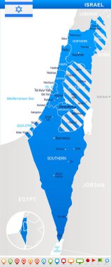 İsrail - harita ve illüstrasyon bayrak