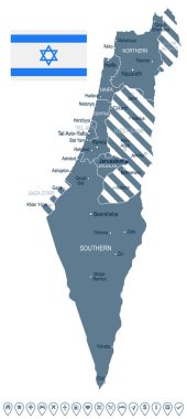 İsrail - harita ve illüstrasyon bayrak