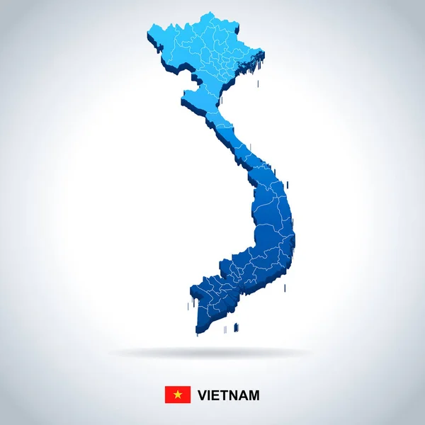 Vietnam - mapa e ilustración de la bandera — Vector de stock