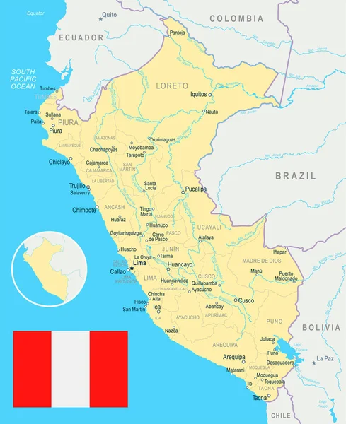 Peru - map and flag illustration — Stock Vector