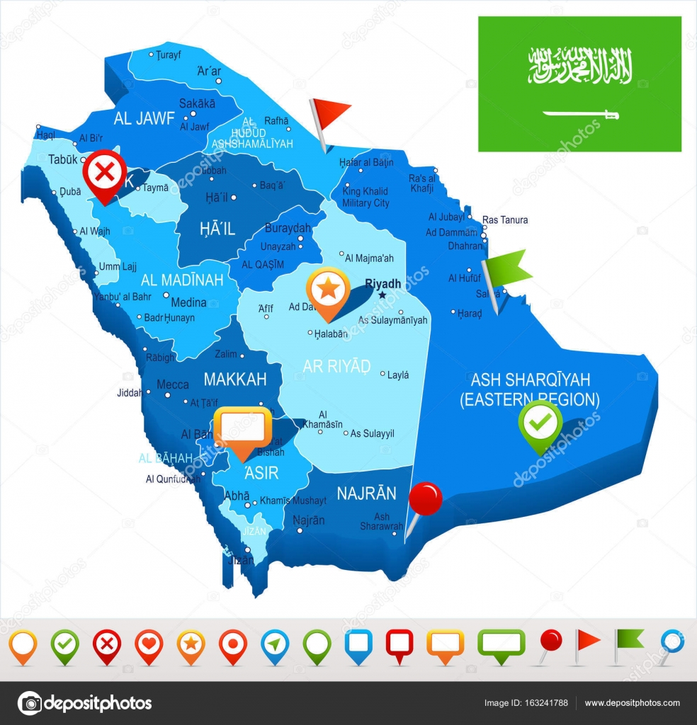 Saudi Arabia - map and flag illustration Stock Vector by ©dikobrazik ...