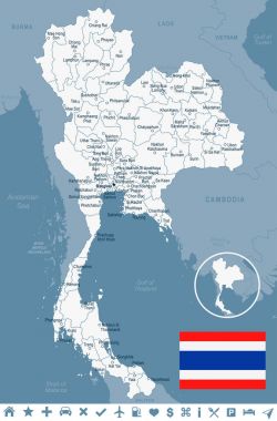 Tayland - harita ve illüstrasyon bayrak