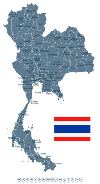 Tayland - harita ve illüstrasyon bayrak — Stok Vektör