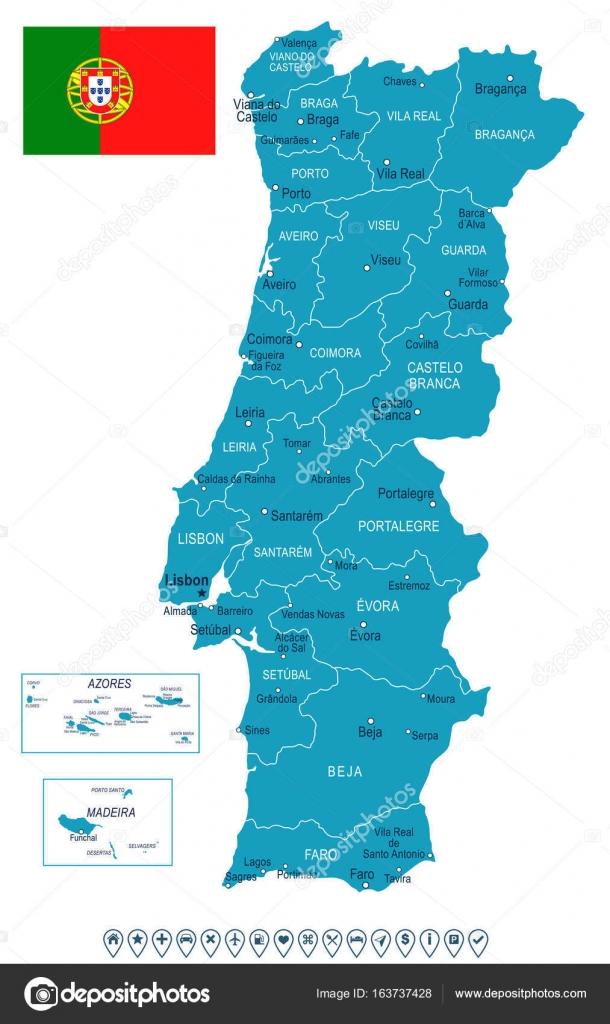 Mapa De Portugal, Espanha E De França Com Bandeiras Nacionais Ilustração  Stock - Ilustração de malta, netherlands: 113120547