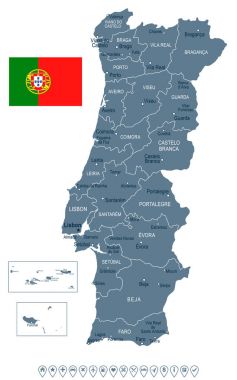 Portugal - map and flag illustration clipart