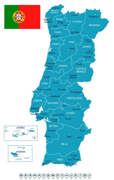 Imã Portugal – Imã Mapa Portugal Bandeira Cidades Símbolos - Mapa Mundi  Magnético - Imã Geladeira Portugal