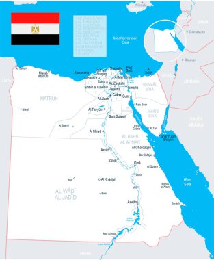 Mısır - harita ve illüstrasyon bayrak