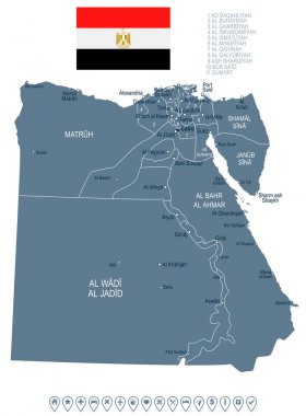 Mısır - harita ve illüstrasyon bayrak