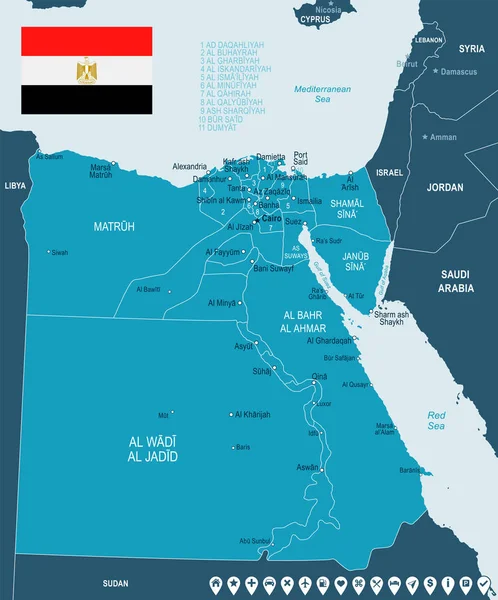 Egypt - mapa a označit obrázek — Stockový vektor