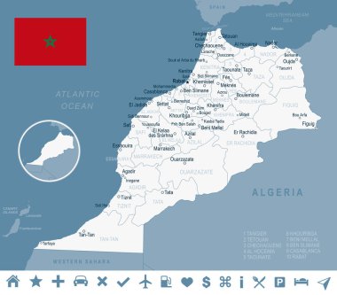 Morocco - map and flag illustration clipart