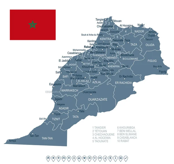 Fas - harita ve illüstrasyon bayrak