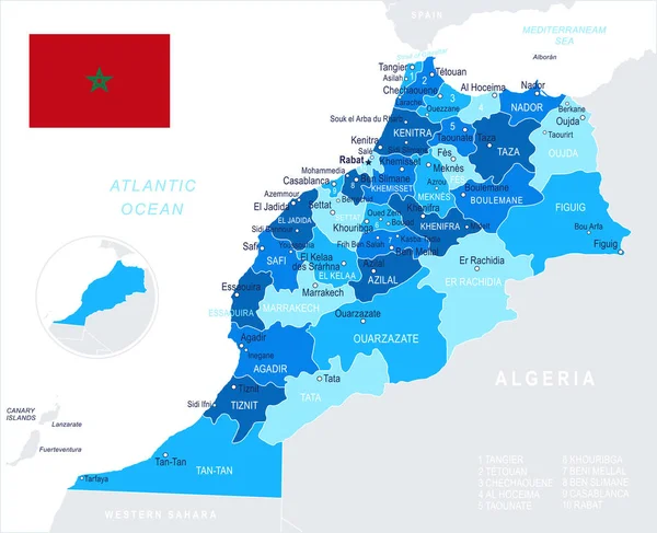Maroko - Mapa i flaga ilustracja — Wektor stockowy