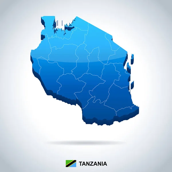 Tanzania - mappa e illustrazione della bandiera — Vettoriale Stock