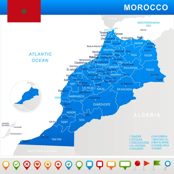 Fas - harita ve illüstrasyon bayrak